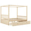 Lit à baldaquin en bois avec tiroirs de rangement, grand, Natual-129036867-129036865