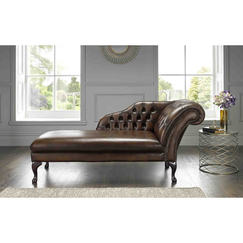 Upholstered Chaise Lounge, Right-Arm Chaise, Antique Brown