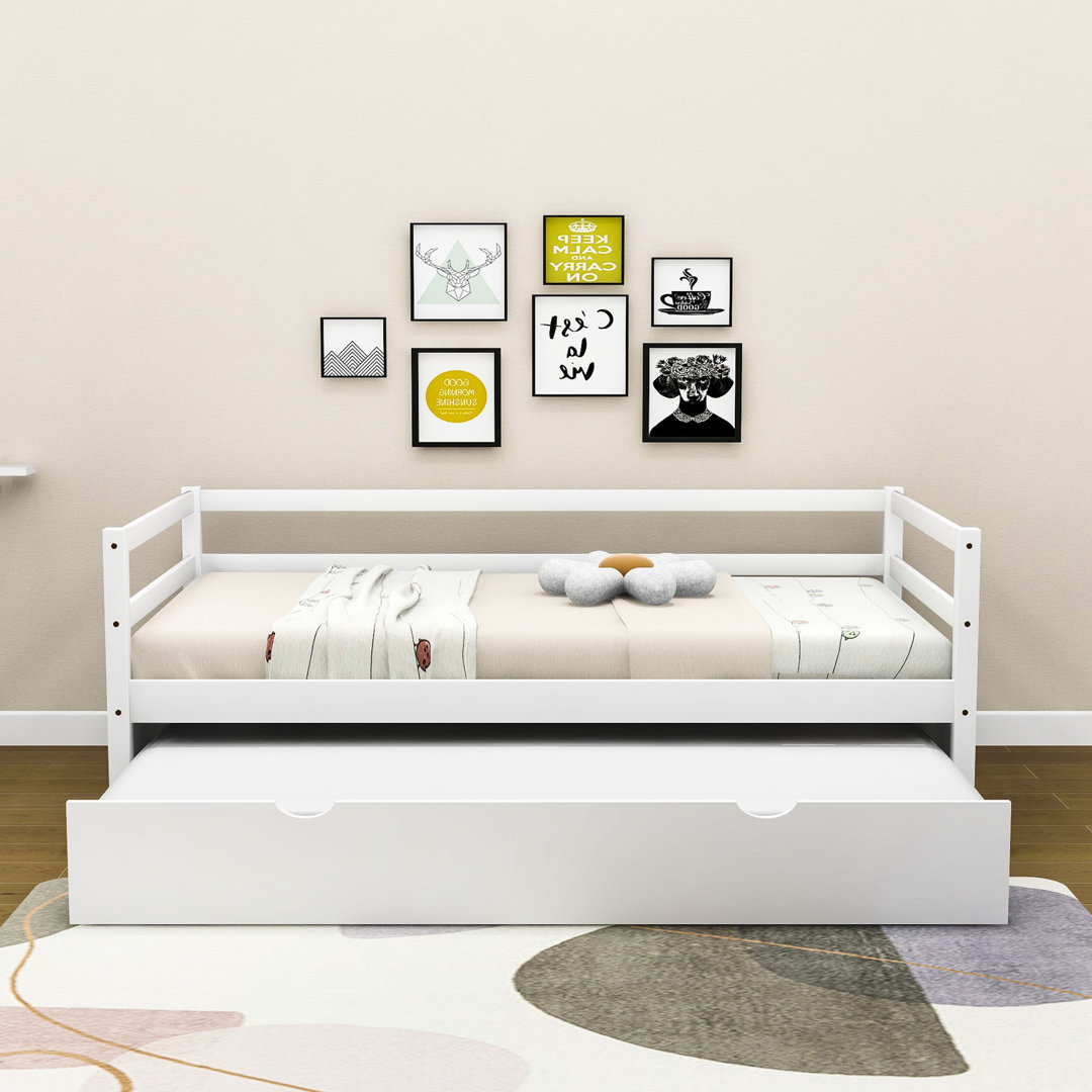 Masimba Twin Size Wooden Daybed with Trundle Red Barrel Studio® 