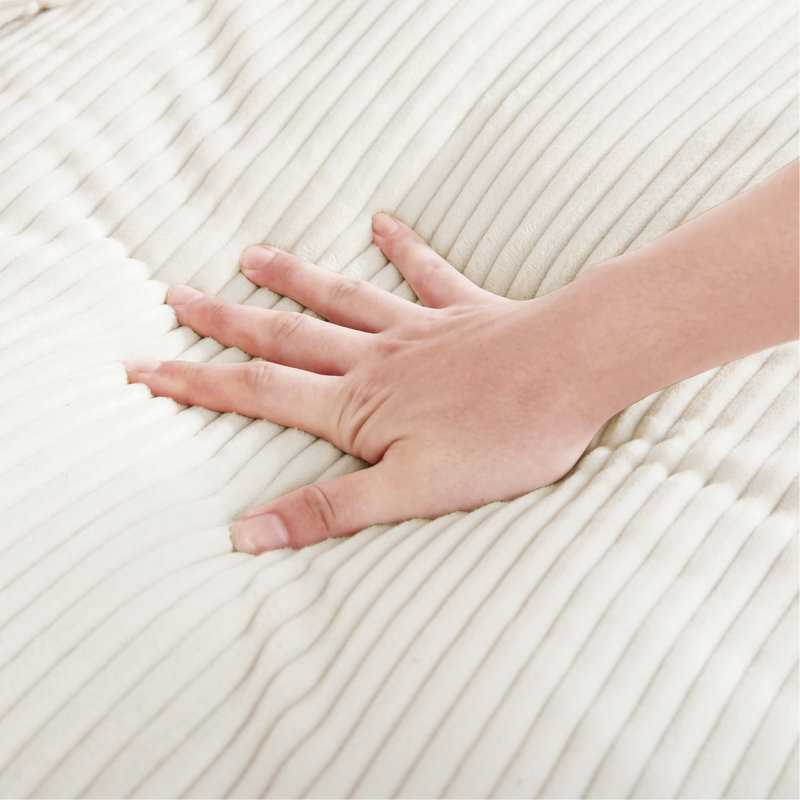 Coussin de siège beige en velours côtelé 3 places pour le salon, confortable et pratique, coussins inclus., Beige