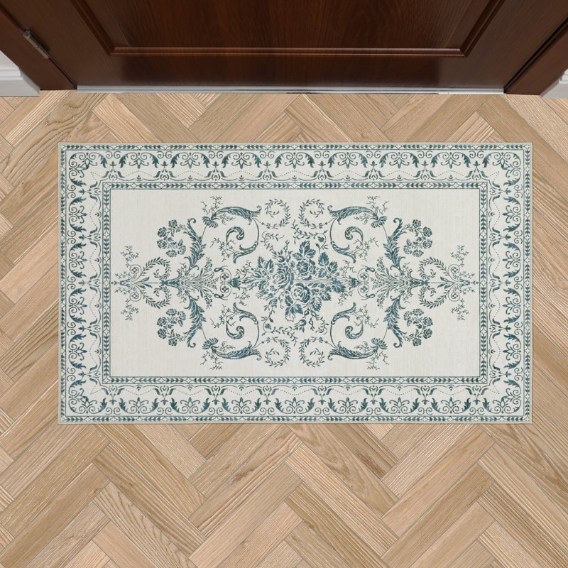Laura Ashley Josette Machine Washable Imagine Printed Chenille Rugs 1-Piece, Rectangle 2'2" x 3'9"