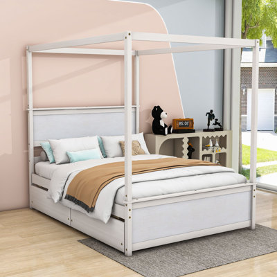 Lit plateforme à baldaquin en bois Pylle