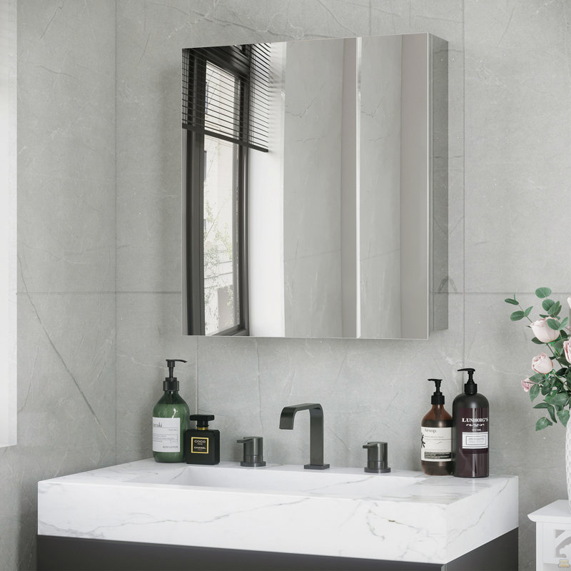 Miroir de salle de bain avec tablettes de rangement, armoire murale de salle de bain