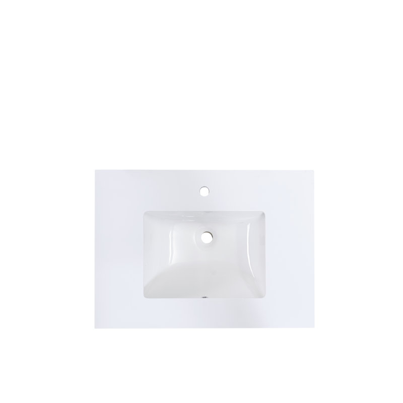 Viterbo 31" Single Bathroom Vanity Top in High Gloss White Stone Finish with Sink