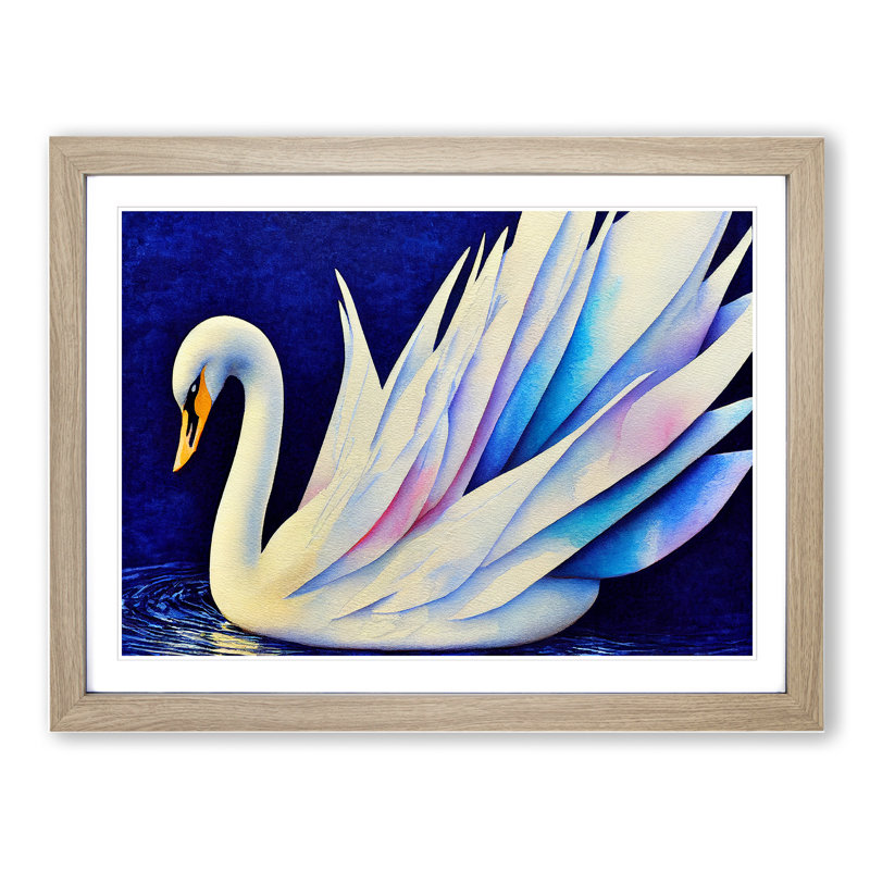 Magical Swan Vol.1 - Framed Print, 34cm H x 46cm W x 2cm D, Oak