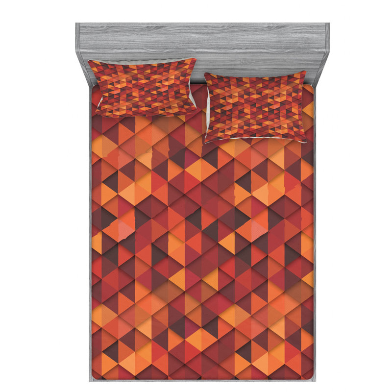 Microfiber Geometric Sheet Set, Full/Double Sheet Set with Fitted Sheet
