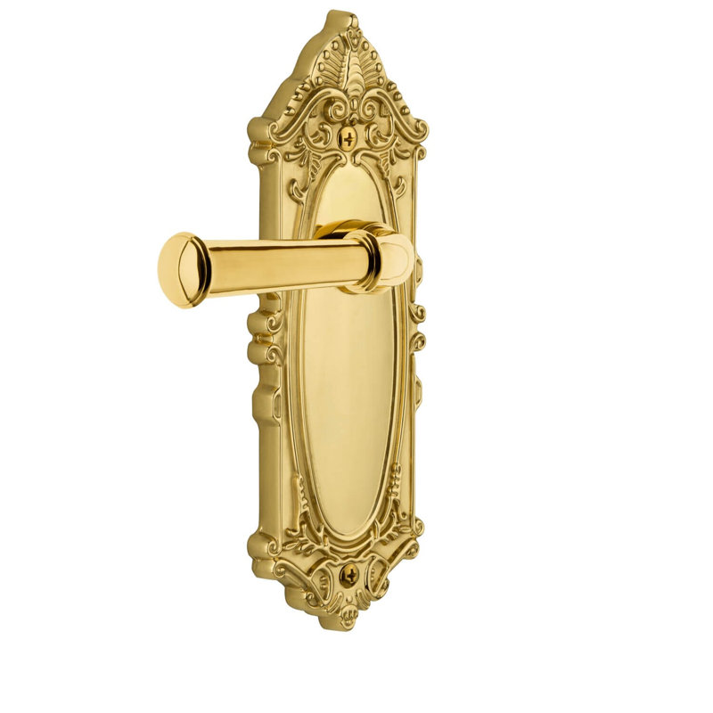 Grandeur Grande plaque de passage victorienne avec levier Georgetown, 2 3/8", Laiton poli
