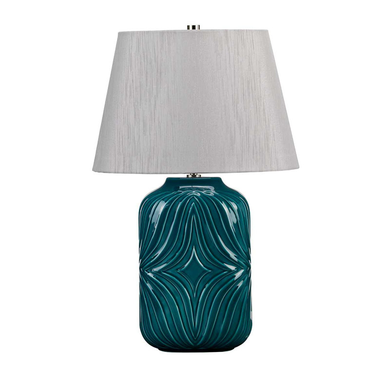 Athanassia Porcelain Table Lamp, Turquoise, Grey