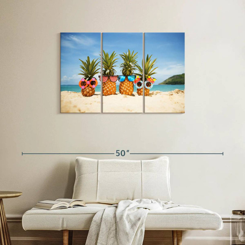 Yarlin Summer Beach Pineapples, 24" H x 38" W
