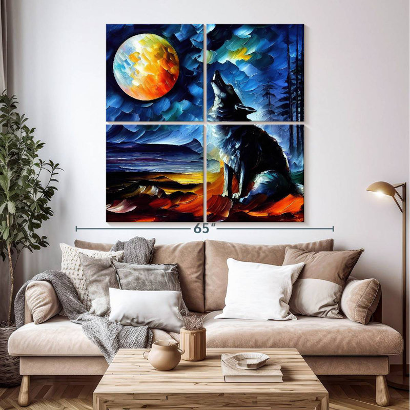 Brampt Moonlit Wolf I, 50" H x 50" W