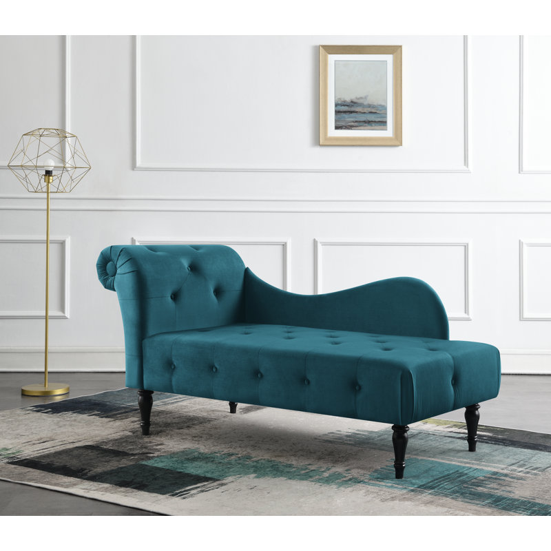 Scalise Upholstered Chaise Lounge, Teal