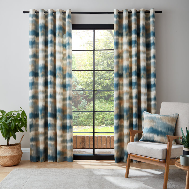Ombre Texture Thermal Eyelet Curtains, 117cm Width x 137cm Drop, Blue
