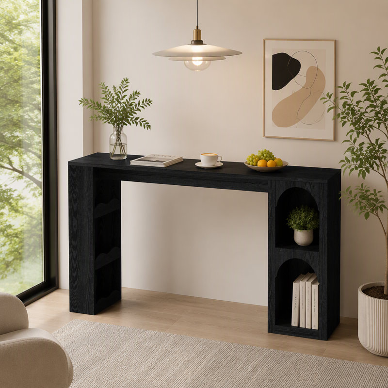 63" Bar Table, Modern Counter-Height Dining Table with Dual-Side Storage for Kitchen