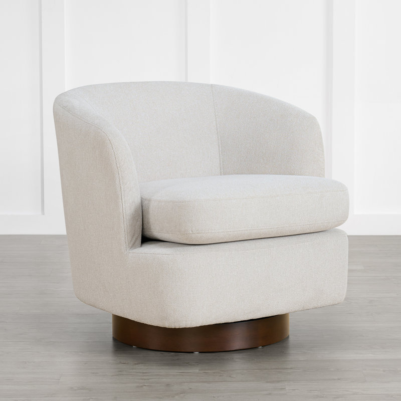 Fauteuil demi-tonneau rembourré et pivotant, Crème, crème