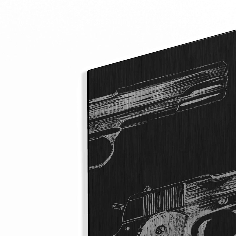 «Guns» par Giuseppe Cristiano, art mural en métal de luxe, 12 po x 16 po