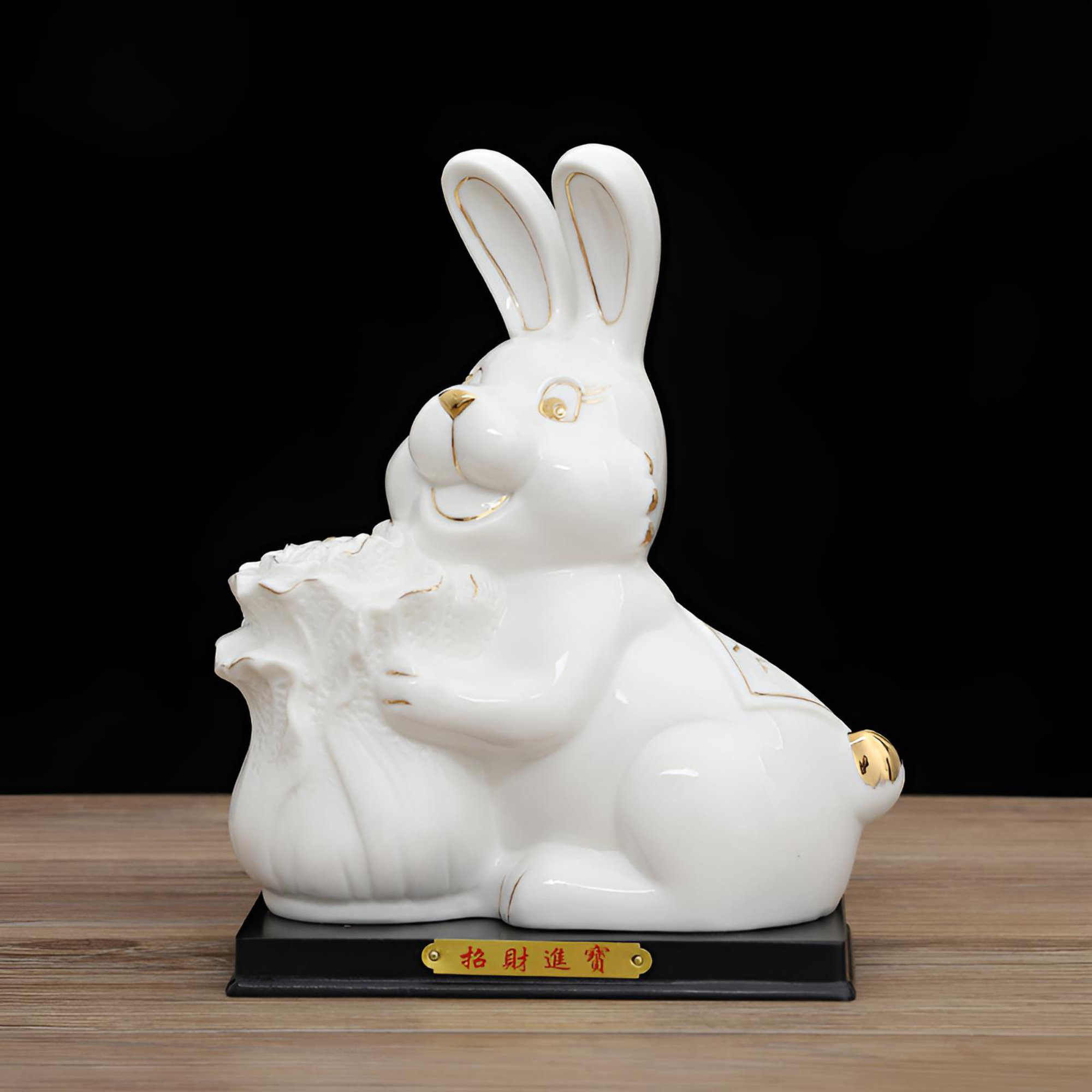 Bloomsbury Market Exquisite Jade Rabbit Ceramic Sculpture - Symbol Of ...