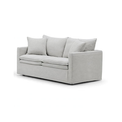 Ensemble de canapé et causeuse 2 pièces Rutu avec 4 coussins, accoudoirs carrés, lin gris clair
