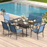 Ensemble repas d'extérieur rectangulaire pour 6 personnes L 60 po avec 6 accoudoirs empilables en PVC-coated polyester Cihangir