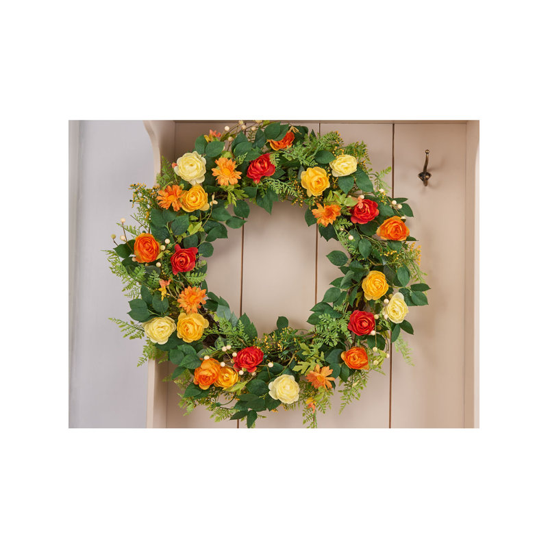 Faux Rose 80cm Wreath