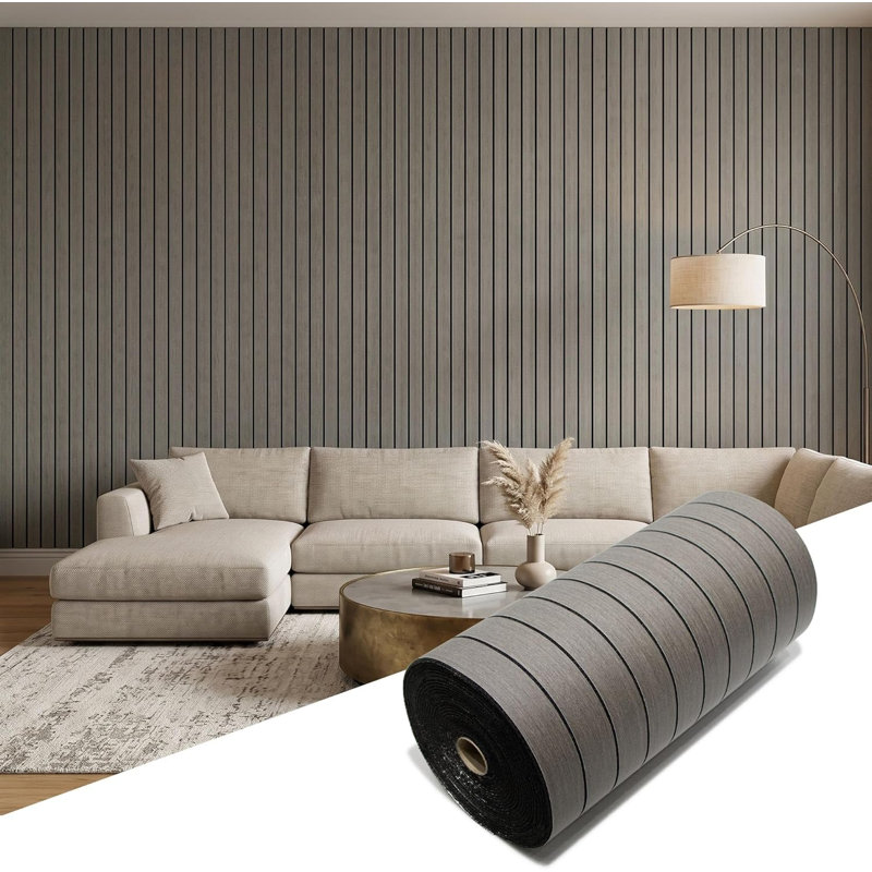 Rouleau de lambris flexible 118 po L x 47 po en grain de bois PET pour décoration murale intérieure, Gray