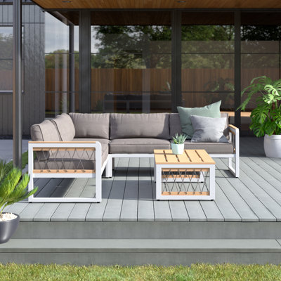 Ensemble de conversation modulaire 4 pièces avec coussins Byron