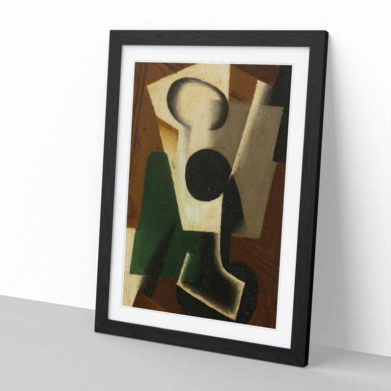Still Life with a Glass by Juan Gris - Picture Frame Painting, 48cm H x 36cm W x 2cm D, Black