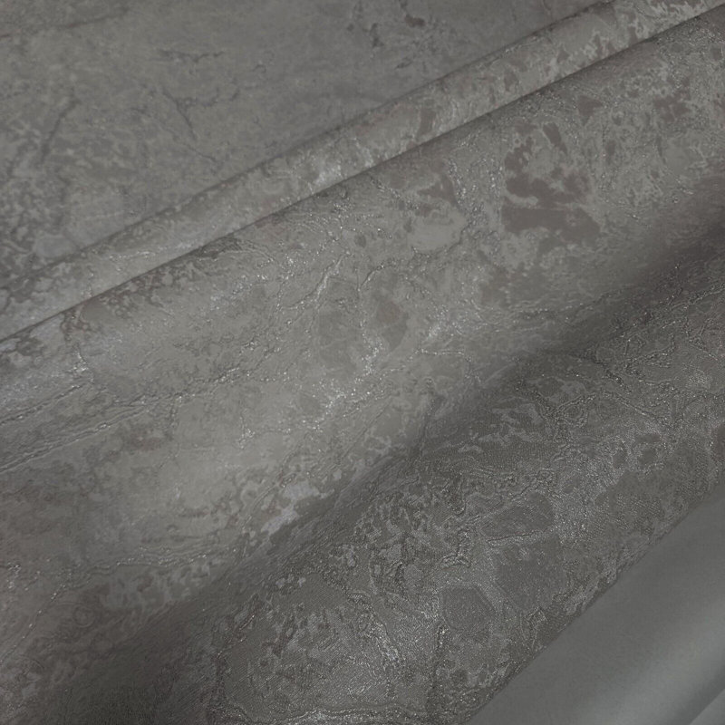 Aymane Gray Metallic Cracked Faux Concrete Plaster Textured Wallpaper