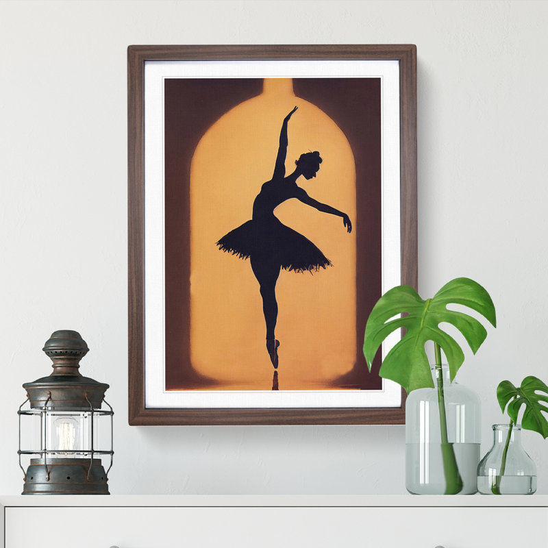 Ballerina In A Bottle Framed Print, 64cm H x 46cm W x 2cm D, Walnut Framed