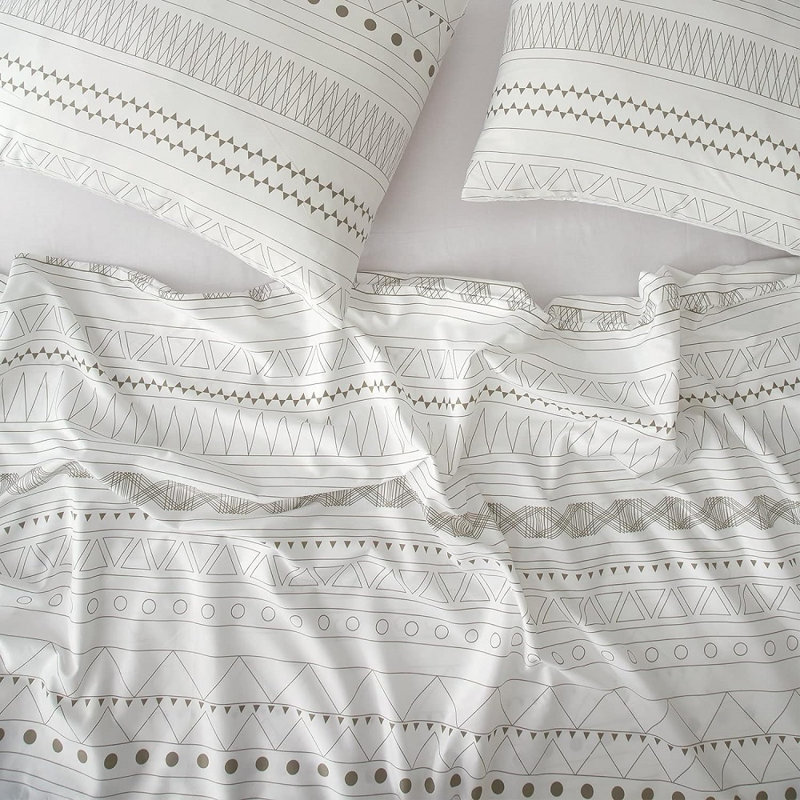 W-SJTGM Polyester Standard Geometric Duvet Cover, Queen Duvet Cover + 2 Standard Pillowcases