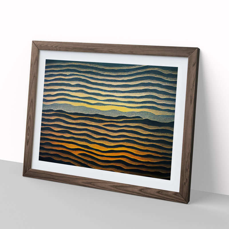 Abstract Ocean Ripples - Framed Print, 25cm H x 34cm W x 2cm D, Walnut