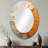 Gold Orange Desert Mirage Spiral III - Abstract Oval Decorative Mirror On Metal-44209512