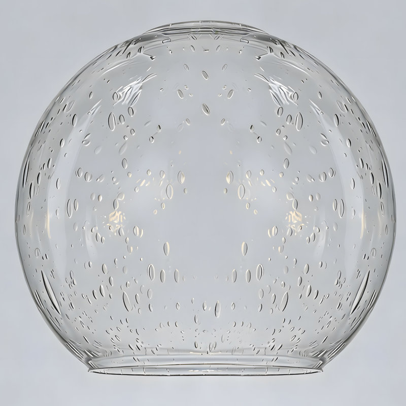 Abat-jour sphérique transparent en verre bullé de 5,91 po avec abat-jour suspendu en verre bullé de 1,65 po