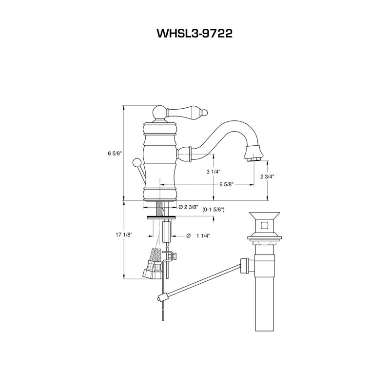 Whitehaus Collection Single Hole, Single Lever Lavatory Faucet With Traditional Spout and Pop-up Waste, Brushed Nickel