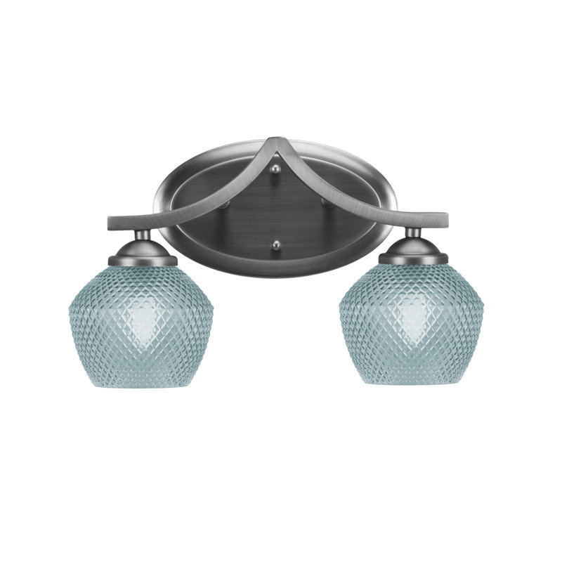 Barre d'éclairage de salle de bain 2 lumières Shutesbury en verre turquoise 6 po Shutesbury, Bleu