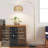 Gold Rattan Arc Floor Lamp With Remote, Dimmable Bulb & 3 Color Temps For Living Room, Bedroom - Height Adjustable