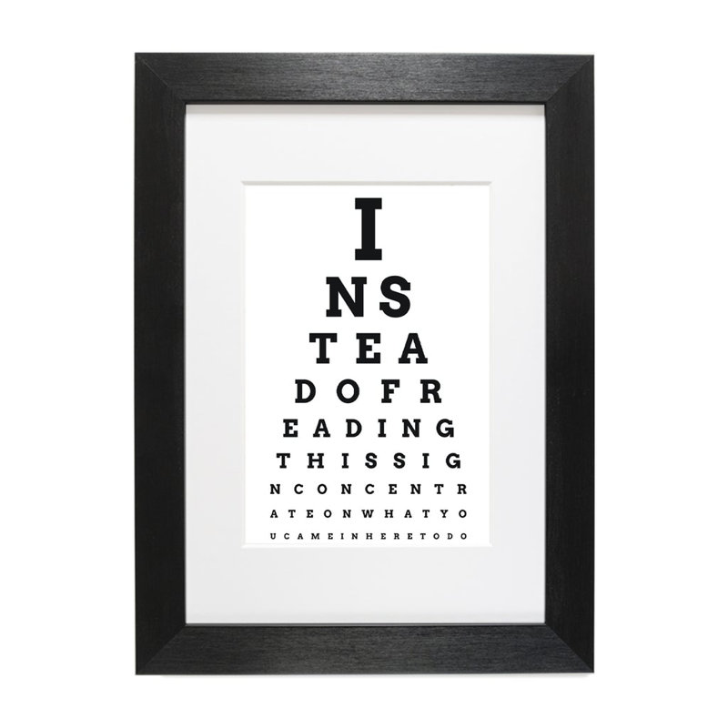 Funny Bathroom Opticians Test by Hygge Creations - Single Picture Frame Print