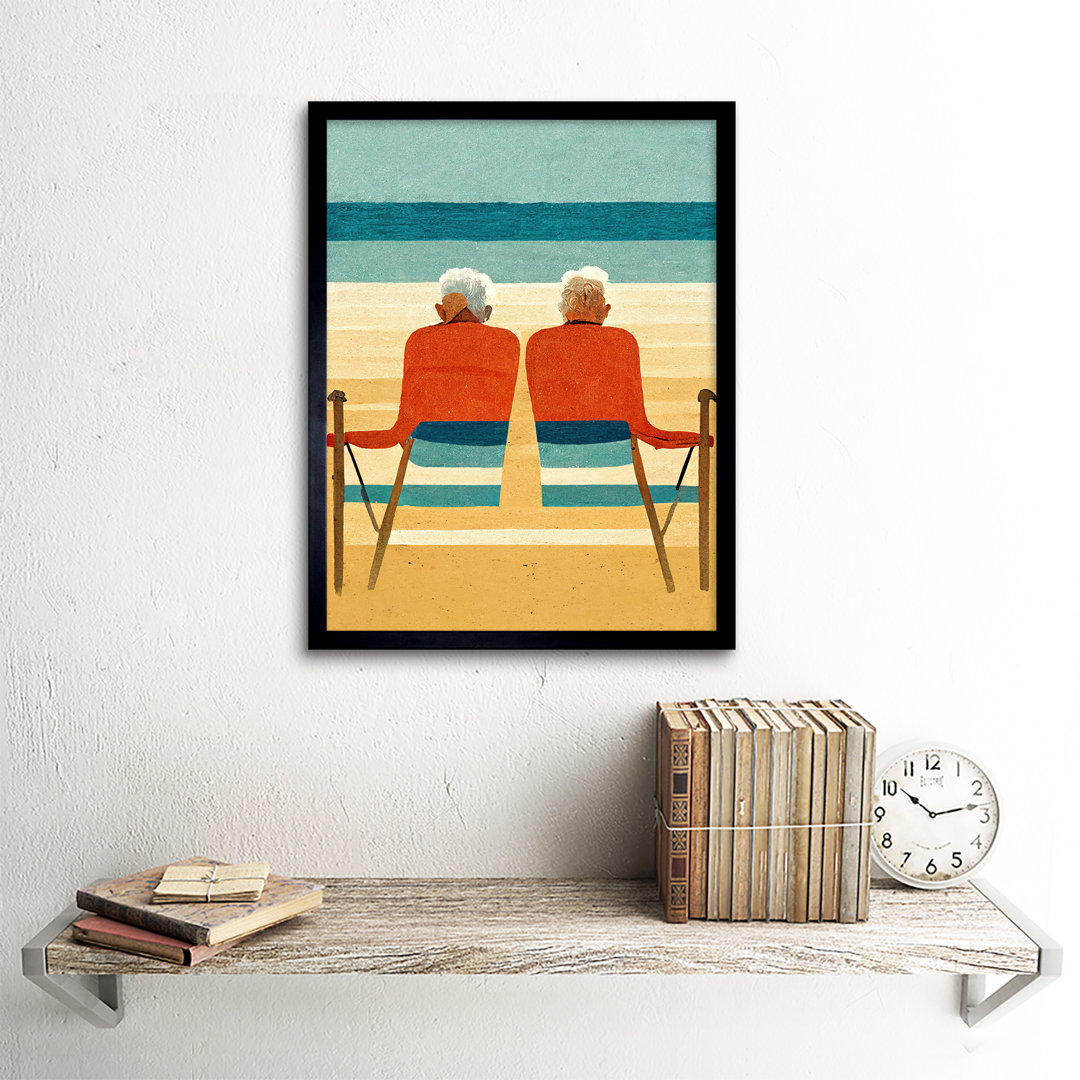 Elderly Couple On The Beach Seaside Sand - Single Picture Frame Print