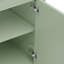 Meuble-lavabo de 31 po avec lavabo en céramique, armoire verte avec portes à fermeture en douceur, conception incurvée, pieds en bois d'hévéa