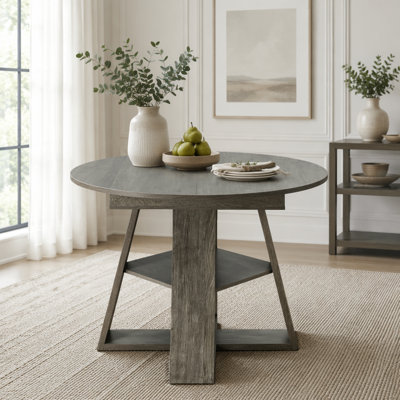 43.3in-59in Extendable Round Dining Table for 4-8,Modern Kitchen Oval Dining Table with Removable Leaves Space Saving