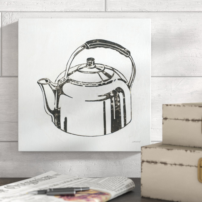 « Tea Kettle » par Kathrine Lovell-peinture sur toile, H 12 po x l 12 po