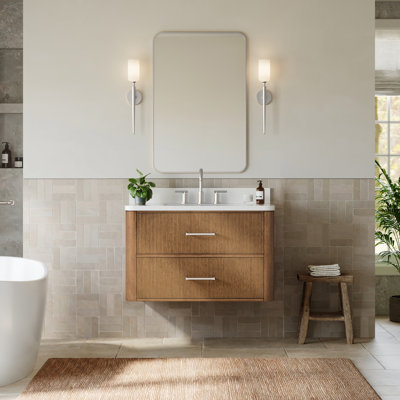 Meuble-lavabo mural simple en chêne scandinave de 36 po Francesca