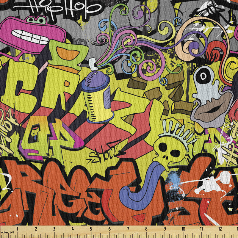 Darlisha Graffiti Hip Hop Skull Underground Multi-Purpose Fabric