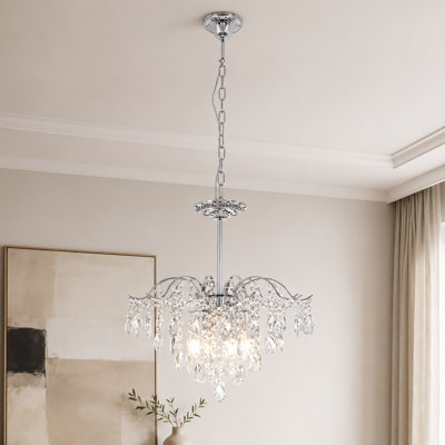 20 Inch Silver American Style Crystal Chandelier Ceiling Light Room Bedroom Decor