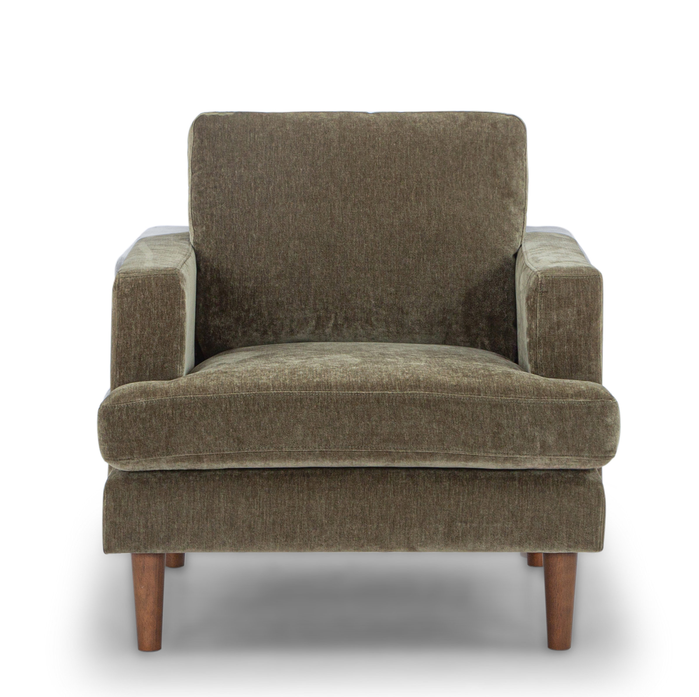 Grey Fabric Wrapped Medium Brown Accent Chair With Wooden Frame Grey Fabric Wrapped Medium Brown Accent Chair With Wooden Frame