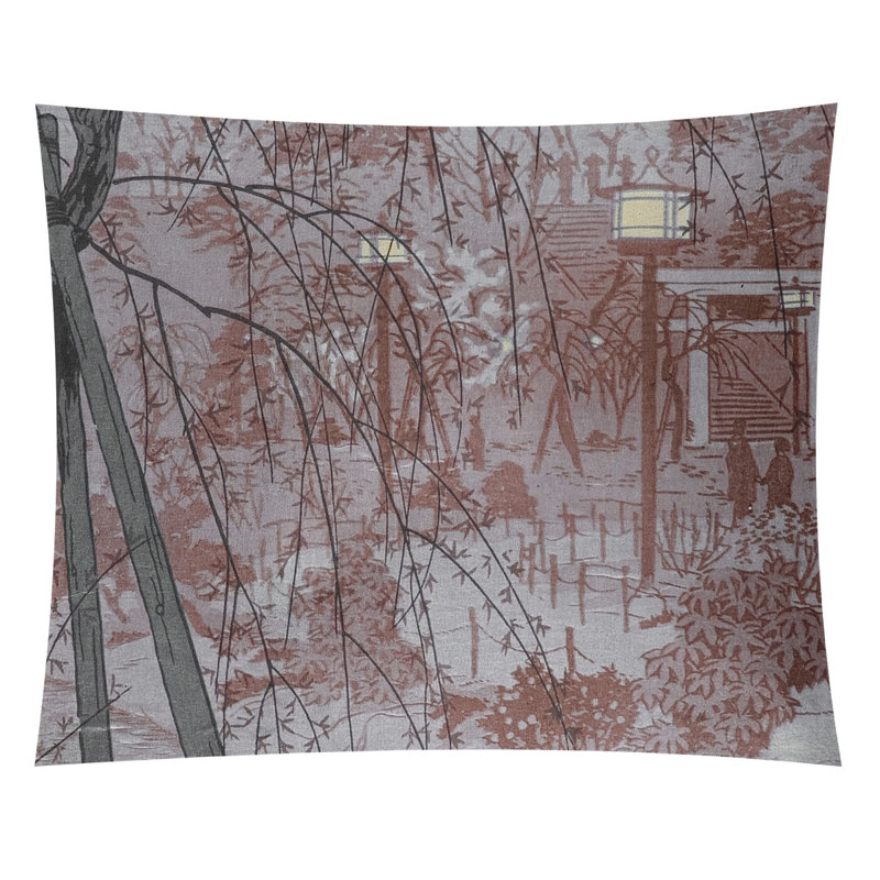 Tapisserie Magruder Misty Evening at Shinobazu Pond, H 63,5 po x l 54 po, Bourgogne