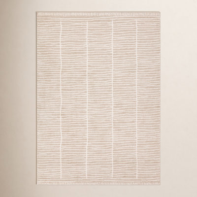 Vibe by Union Rustic Loehrke Powerloomed Stripes Tan/Taupe Area Rug