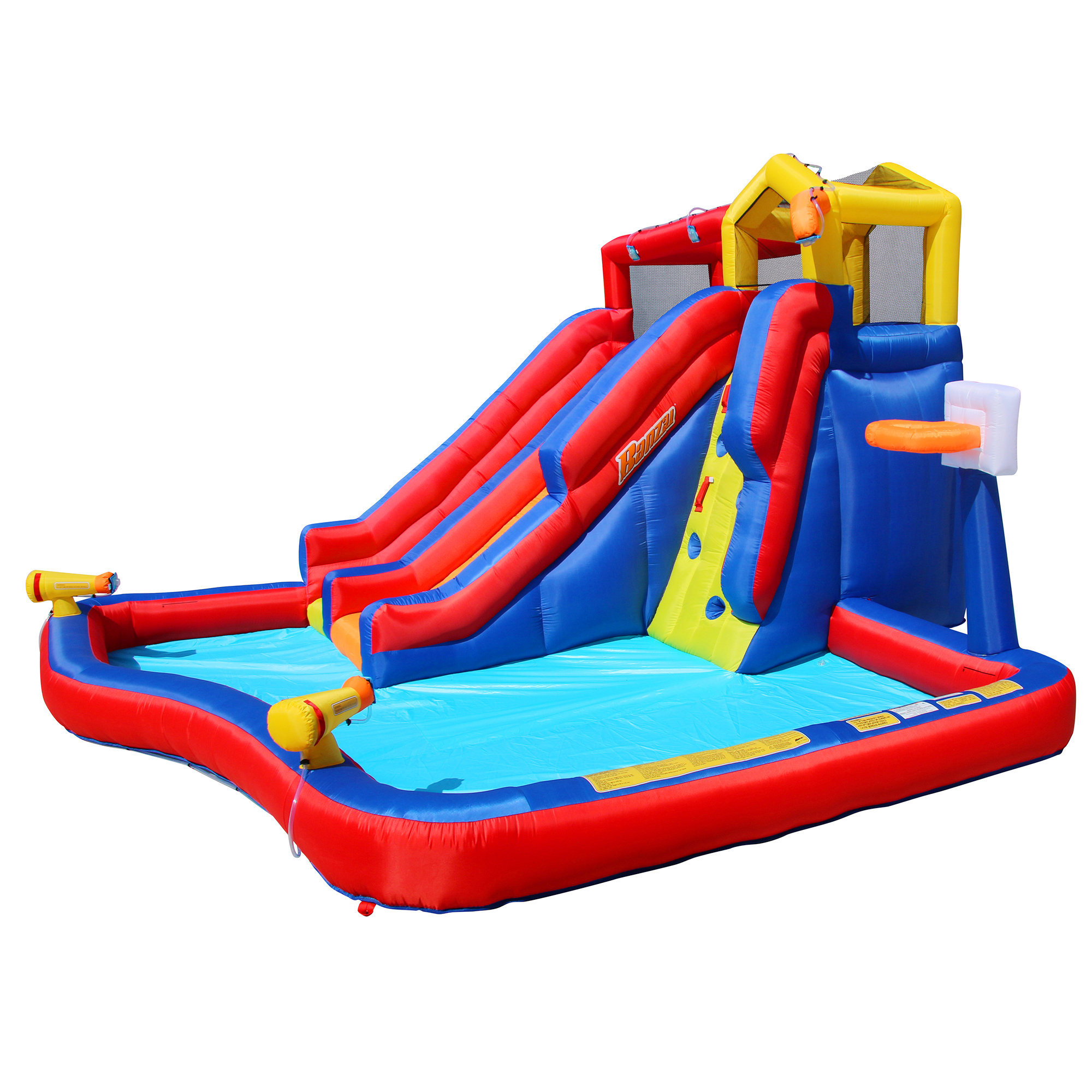 Banzai Twin Falls Kids Giant Outdoor Inflatable Dual Water Slide