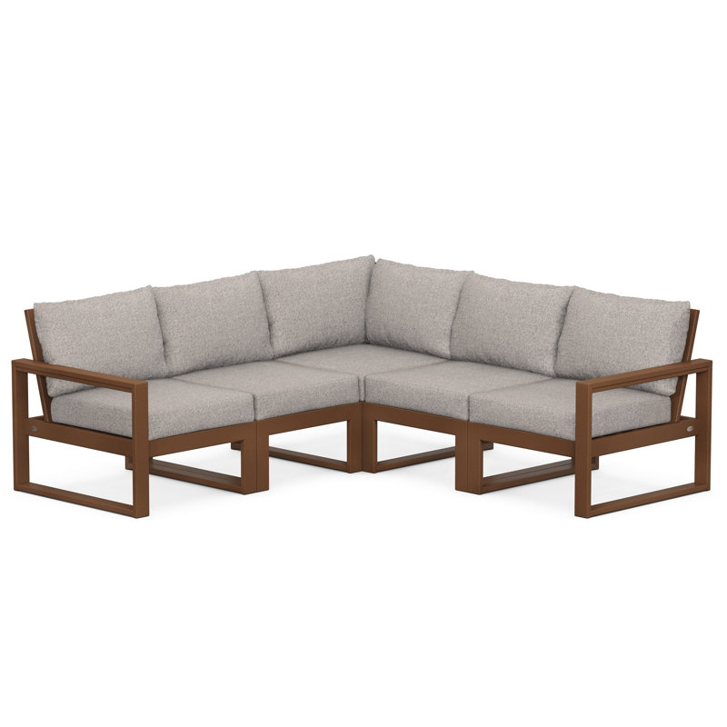 Ensemble de conversation pour 5 personnes avec coussins, Granit, Teck