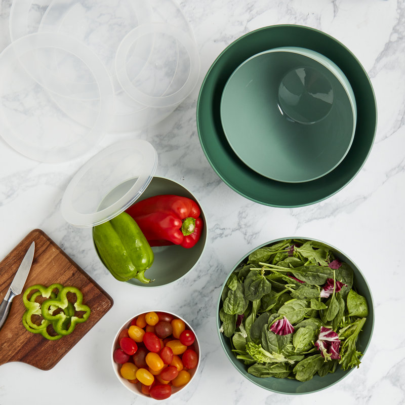 Basic Essentials 10pc Mixing Bowl Set with Lids, Gradient Fern Green