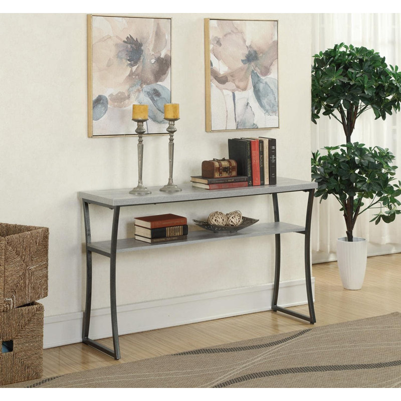 X-Calibur Console Table With Powder Coated Metal Frame And Melamine Veneer, Transitional Style Design